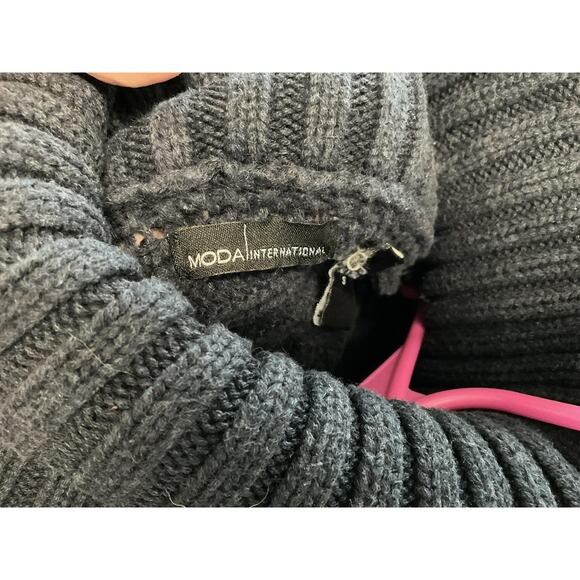 MODA International Sweater Womens Small Charcoal Turtleneck Cable Knit Dolman - Picture 7 of 10